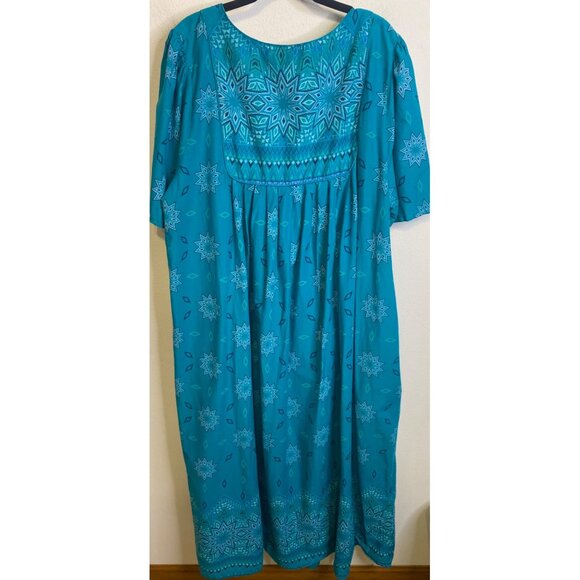 ONLY NECESSITIES Bib Front Patio Lounger House Dress Pockets Plus 26/28 Maxi - Picture 4 of 5